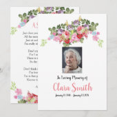 Funeral Floral Prayer Card Programmakaart (Voorkant / Achterkant)