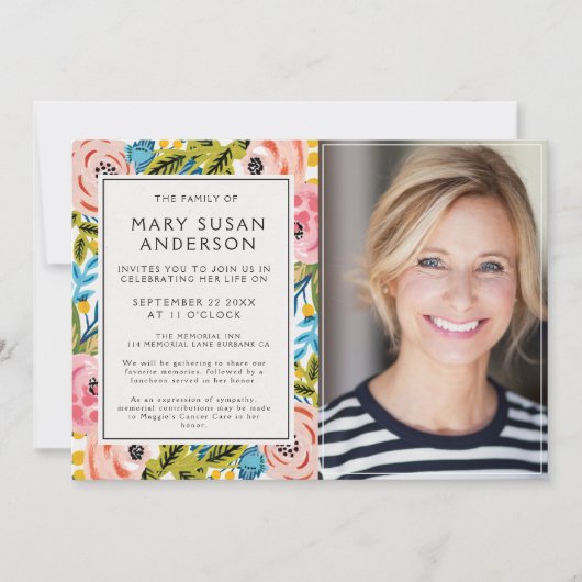 Funeral  Florals Celebration of Life Photo Kaart (Voorkant)