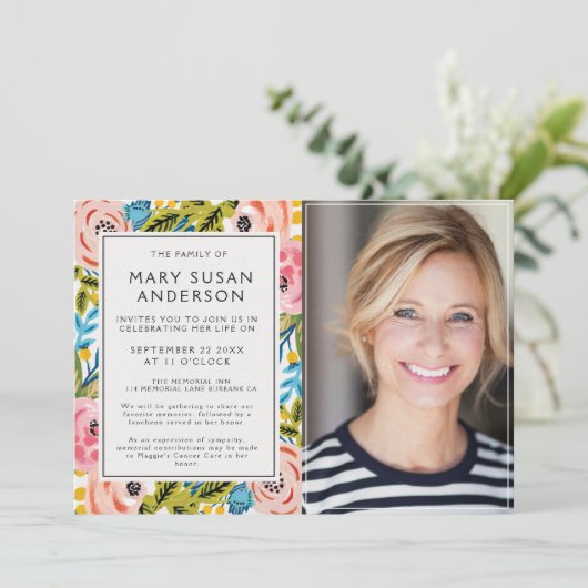 Funeral  Florals Celebration of Life Photo Kaart (Staand voorkant)