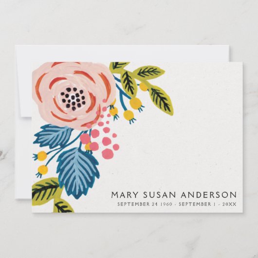 Funeral  Florals Celebration of Life Photo Kaart (Achterkant)