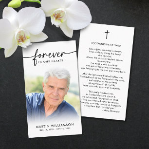 Funeral Forever Hearts Foto Cross Prayer Kaart Visitekaartje