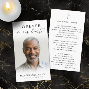 Funeral Forever Hearts Foto Cross Prayer Kaart Visitekaartje