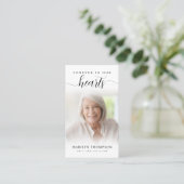 Funeral Forever Hearts Script Fotogebed Kaart Visitekaartje (Staand voorkant)
