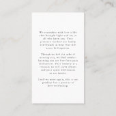 Funeral Forever Hearts Script Fotogebed Kaart Visitekaartje (Achterkant)