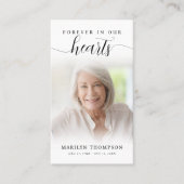 Funeral Forever Hearts Script Fotogebed Kaart Visitekaartje (Voorkant)