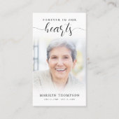 Funeral Forever Hearts Script Fotogebed Kaart Visitekaartje (Voorkant)