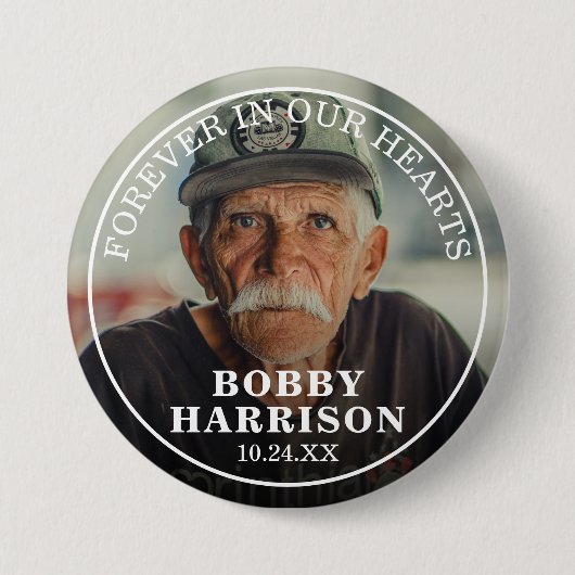 Funeral Forever in ons hart | Herdenkingsfoto Ronde Button 7,6 Cm (Voorkant)