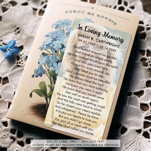 Funeral Gods Garden Gedicht Foto gepersonaliseerd Etiket