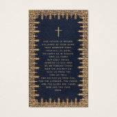 Funeral  Gold Blue Memorial Prayer Kaart (Achterkant)
