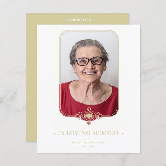 Funeral Golden Effect Ornamental Lace Foto (Voorkant / Achterkant)