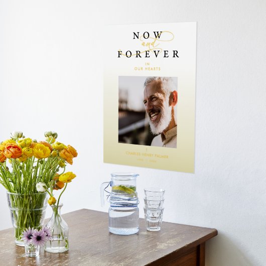 Funeral Golden Gradient Photo Whimsical Script Folie Afdrukken (Laag (Keuken))