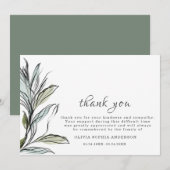 Funeral Graphic Botanical Elegant Card Bedankkaart (Voorkant / Achterkant)
