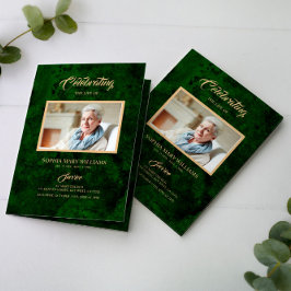 Funeral Green & Gold Calligraphy |Memorandum Programma