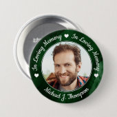 Funeral Green Marble Loving Memory Photo Memorial Ronde Button 7,6 Cm (Voorkant /achterkant)