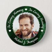 Funeral Green Marble Loving Memory Photo Memorial Ronde Button 7,6 Cm (Voorkant)