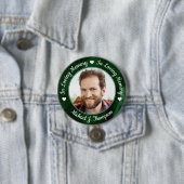 Funeral Green Marble Loving Memory Photo Memorial Ronde Button 7,6 Cm (In situ)