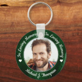 Funeral Green Marble Loving Memory Photo Memorial Sleutelhanger (Voorkant)