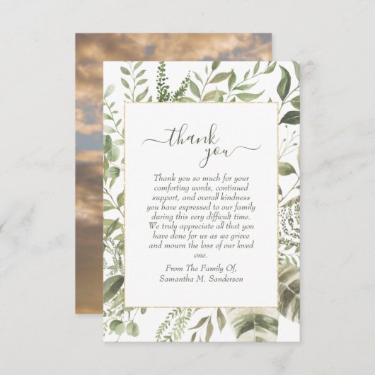 Funeral Greenery Waterverf in het liefhebben van g Bedankkaart (Voorkant / Achterkant)