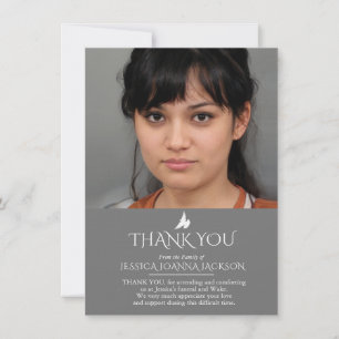 Funeral grijs witte 2 foto's familie dank je kaart