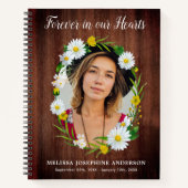 Funeral Guestbook Memorial Rustic Floral Foto Notitieboek (Voorkant)