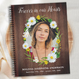 Funeral Guestbook Memorial Rustic Floral Foto Notitieboek
