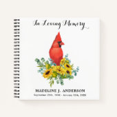 Funeral Guestbook Memorial Sunflower Cardinaal Notitieboek (Voorkant)