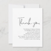 Funeral Handwrite Bereavement Dankuwel Bedankkaart (Voorkant)