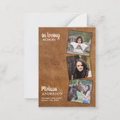 Funeral Hartelijk dank 3 Foto Memorial  Leather Notitiekaartje (Voorkant)