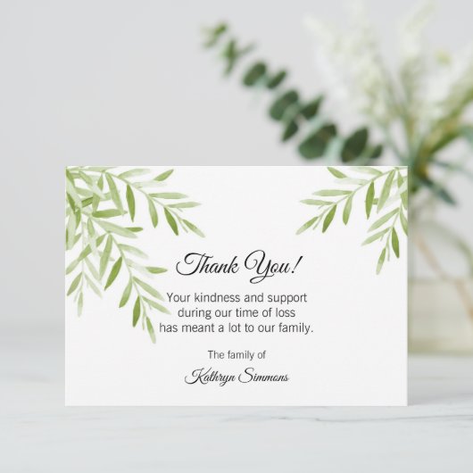 Funeral Hartelijk dank - Digitale Waterverf verlaa Bedankkaart (Staand voorkant)