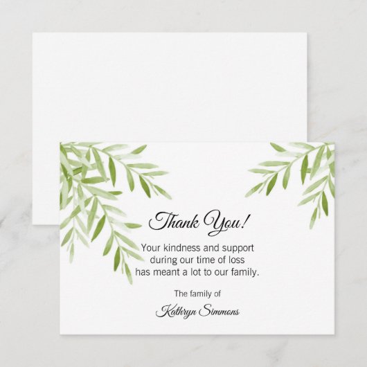 Funeral Hartelijk dank - Digitale Waterverf verlaa Bedankkaart (Voorkant / Achterkant)