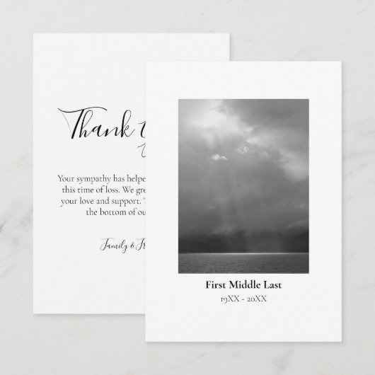 Funeral Hartelijk dank, kaarten met aangepaste fot (Voorkant / Achterkant)