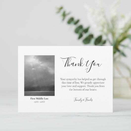 Funeral Hartelijk dank, kaarten met aangepaste fot (Staand voorkant)