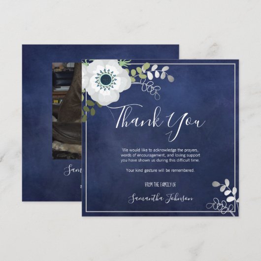 Funeral Hartelijk dank, mevrouw Elegant Anemone Fl Bedankkaart (Voorkant / Achterkant)