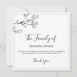 Funeral Hartelijk dank voor uw filialen en vlinder Bedankkaart