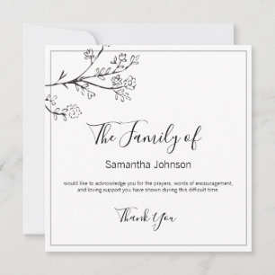 Funeral Hartelijk dank voor uw filialen en vlinder Bedankkaart