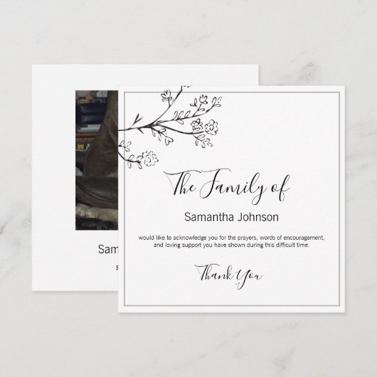 Funeral Hartelijk dank voor uw filialen en vlinder Bedankkaart (Voorkant / Achterkant)