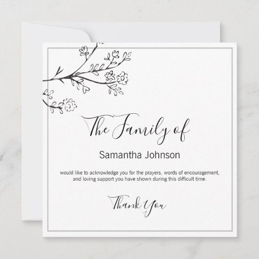 Funeral Hartelijk dank voor uw filialen en vlinder Bedankkaart (Voorkant)