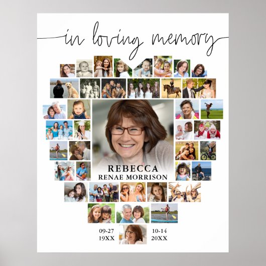 Funeral Heart 40 Fotocollage Script in het geheuge Poster (Voorkant)