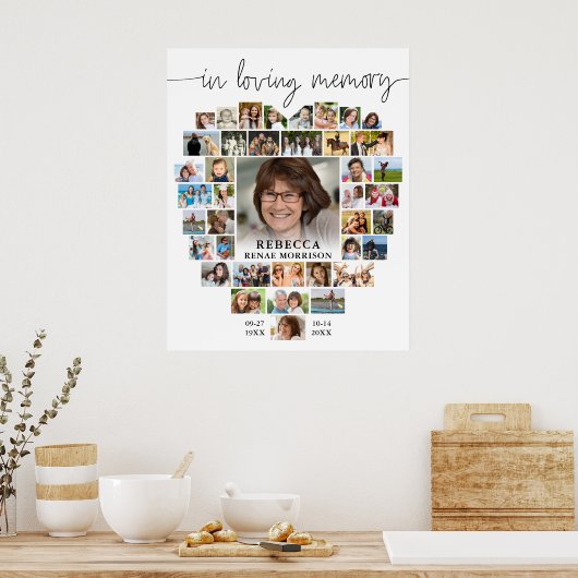 Funeral Heart 40 Fotocollage Script in het geheuge Poster (Keuken)