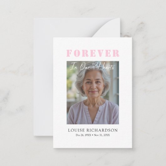 Funeral Heart Script Sympathy Memorial Dank u wel Notitiekaartje (Voorkant)