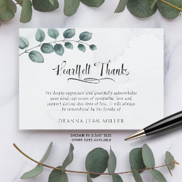 Funeral Heartfelt Bedankt Waterverf Green Leaves