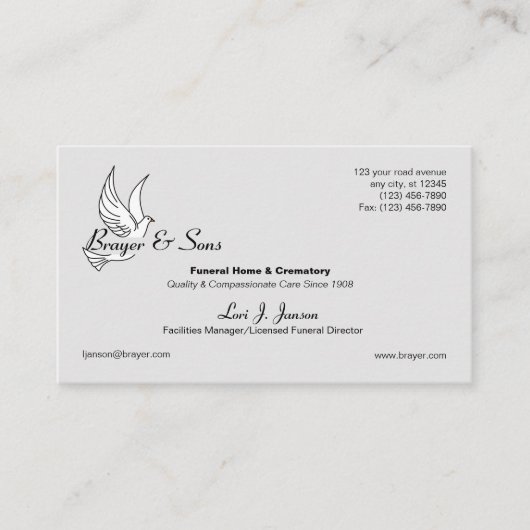 Funeral Home & Crematory Visitekaartje (Voorkant)