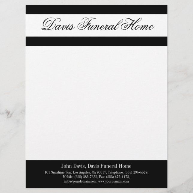 Funeral Home Letterhead Mortuary Crematory Persoonlijk Briefhoofd (Voorkant)