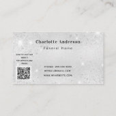 Funeral home service Silblue floral QR code Visitekaartje (Achterkant)