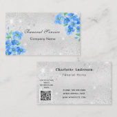 Funeral home service Silblue floral QR code Visitekaartje (Voorkant / Achterkant)