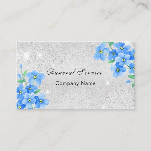 Funeral home service Silblue floral QR code Visitekaartje (Voorkant)