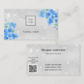 Funeral home service Silblue floral QR code Visitekaartje (Voorkant / Achterkant)