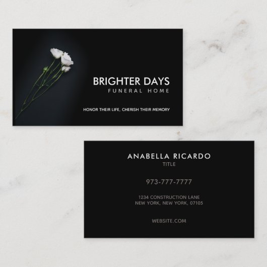 Funeral Home Slogans Visitekaartjes (Voorkant / Achterkant)