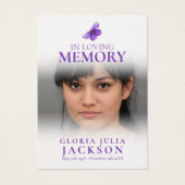 Funeral in het liefhebbende geheugen van het paars visitekaartje (Voorkant)