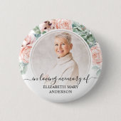 Funeral in Loing Memory Blush Pink Floral Photo Ronde Button 5,7 Cm (Voorkant)